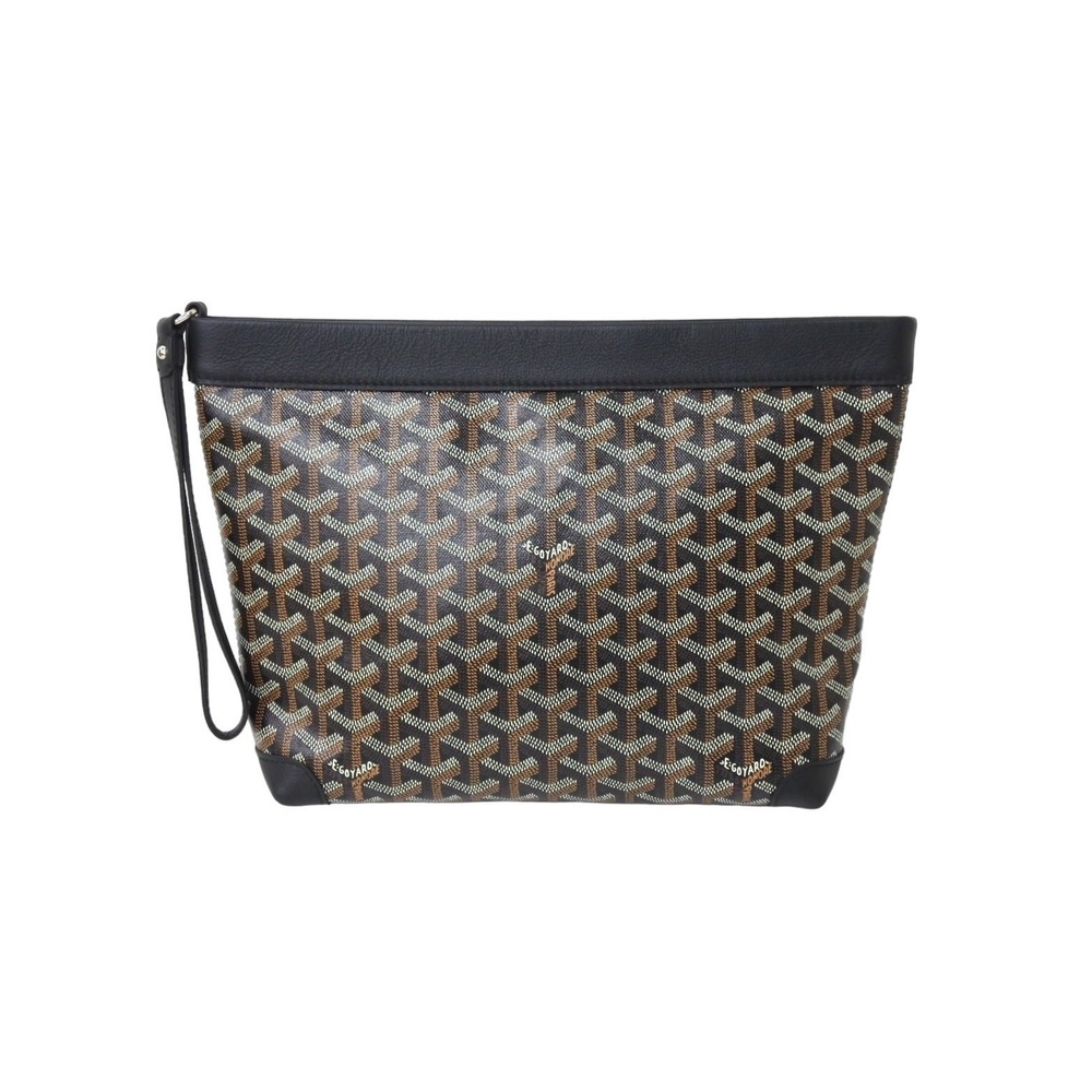 Goyard Conti Pouch Clutch Bag Leather Black